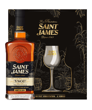 SAINT JAMES - COFFRET RHUM VIEUX VSOP + 2 VERRES - 43% - 70CL