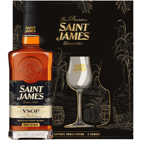 SAINT JAMES - COFFRET RHUM VIEUX VSOP + 2 VERRES - 43% - 70CL