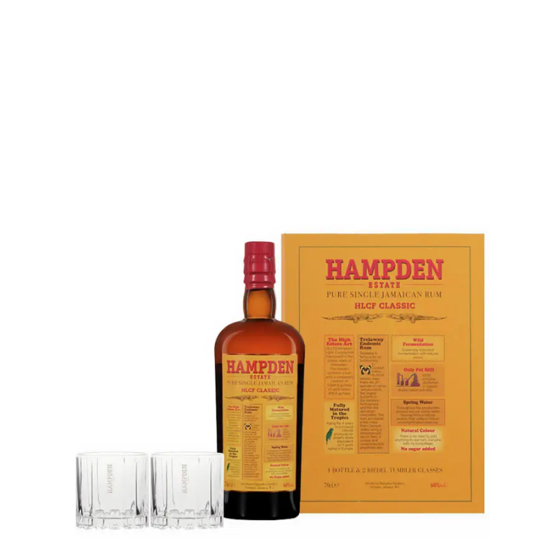 HAMPDEN - HLCF CLASSIC COFFRET - 2 VERRES ROCKS - 60% - 70CL HAMPDEN - HLCF CLASSIC COFFRET - 2 VERRES ROCKS - 60% - 70CL
