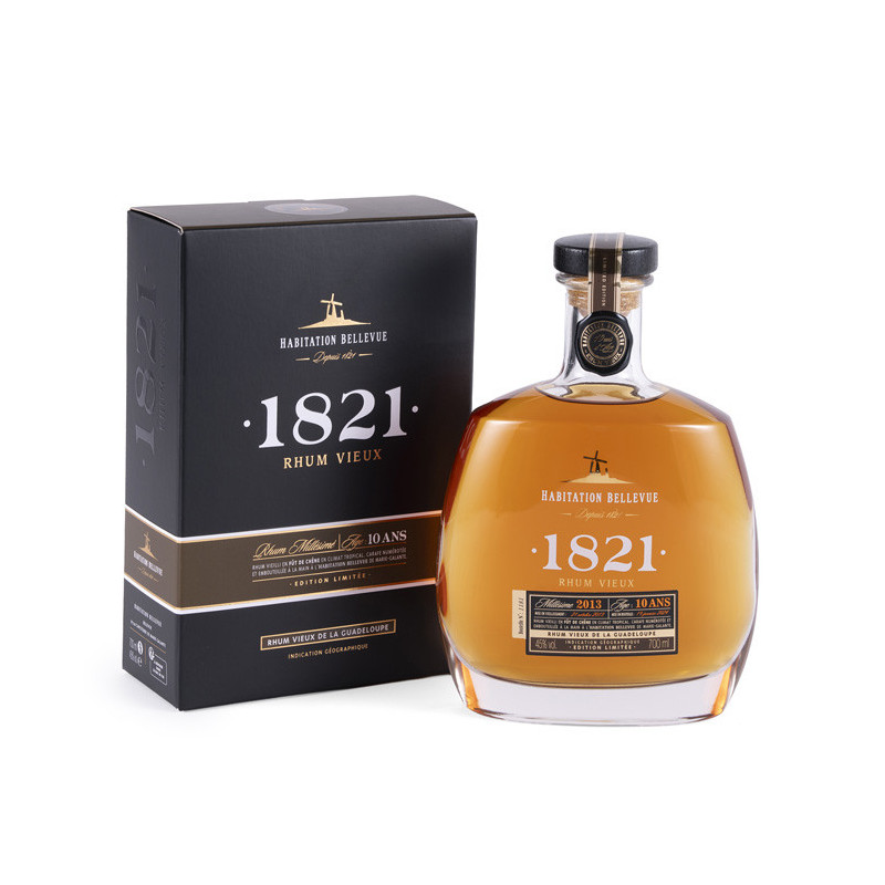 HABITATION BELLEVUE - RHUM VIEUX - 1821 - MILLÉSIME 2013 - 10 ANS - 45% - 70CL HABITATION BELLEVUE - RHUM VIEUX - 1821 - MILLÉSIME 2013 - 10 ANS - 45% - 70CL