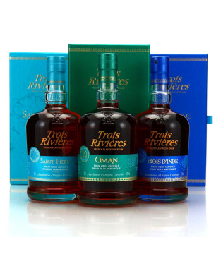 TROIS RIVIERES - LOT DE 3 RHUMS VIEUX - SAINT-PIERRE OMAN BOIS D'INDE - 42,33% - 210CL
