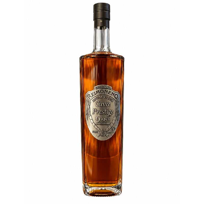 REIMONENQ - RHUM VIEUX - CUVÉE PRESTIGE - 9 ANS - ÉTIQUETTE MÉTAL - 40% - 70CL REIMONENQ - RHUM VIEUX - CUVÉE PRESTIGE - 9 ANS - ÉTIQUETTE MÉTAL - 40% - 70CL